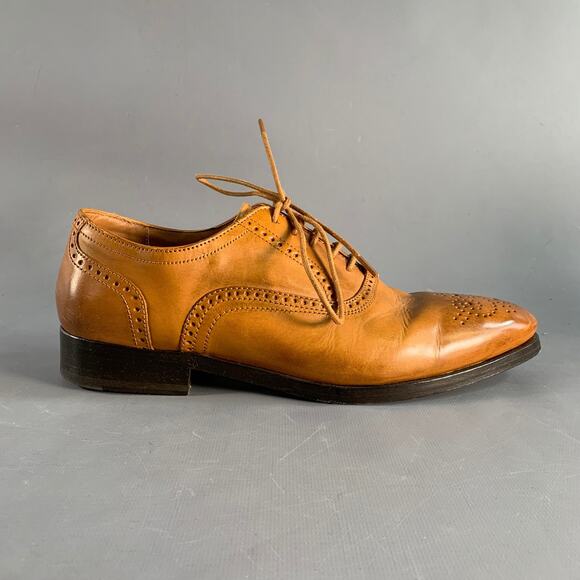 ALLEN EDMONDS Size 7 Tan Perforated Leather Oxford Lace Up Shoes - Picture 4 of 10